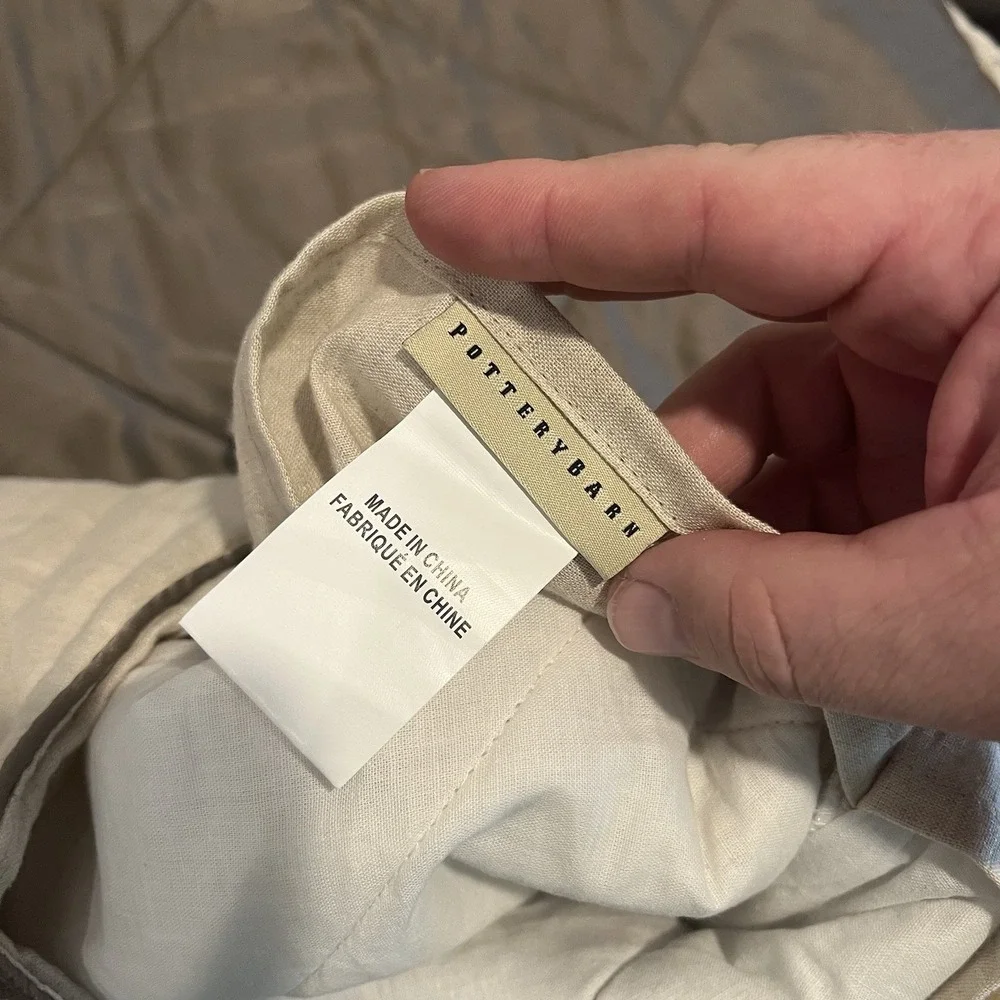 Pottery Barn 2 King Linen Silk Cotton Diamond Quilted Tie Pillow Sham Brownstone